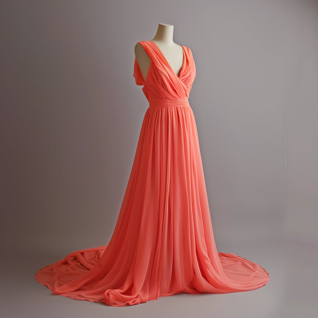 Chiffongtyg - Chiffong Tyg Elenora Bred Korall Rosa 2