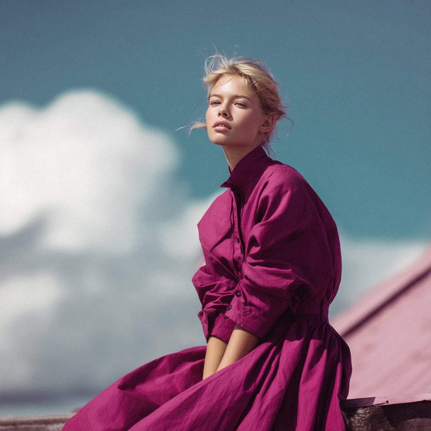Enfärgat Tyg - Bomull Magenta Lila Rosa 8