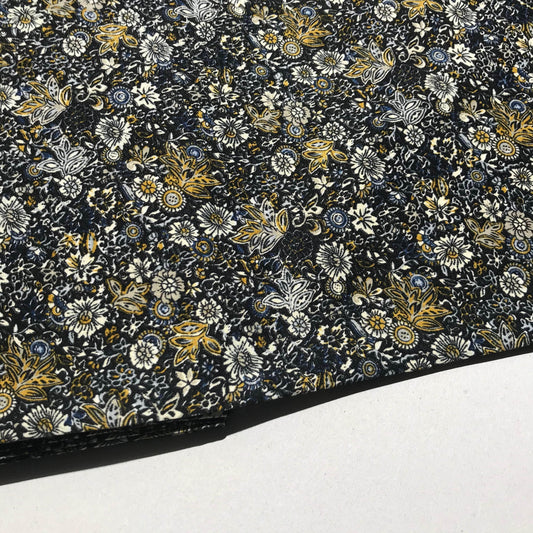 Mönstrade Modetyger - Mode Tyg Crepe Väldigt Mjuk Grön Blå Blad 28