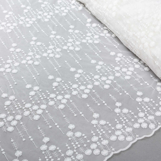 Brudspetstyg - Brud Bröllop Tyg  Spets Tyll Elsa Runda Små Mönster Blommigt Slingor Vit 16