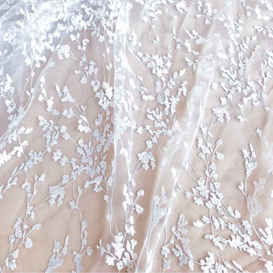 Brudspetstyg - Brud Bröllop Tyg  Spets Tyll  Vår Slingor Vit 10