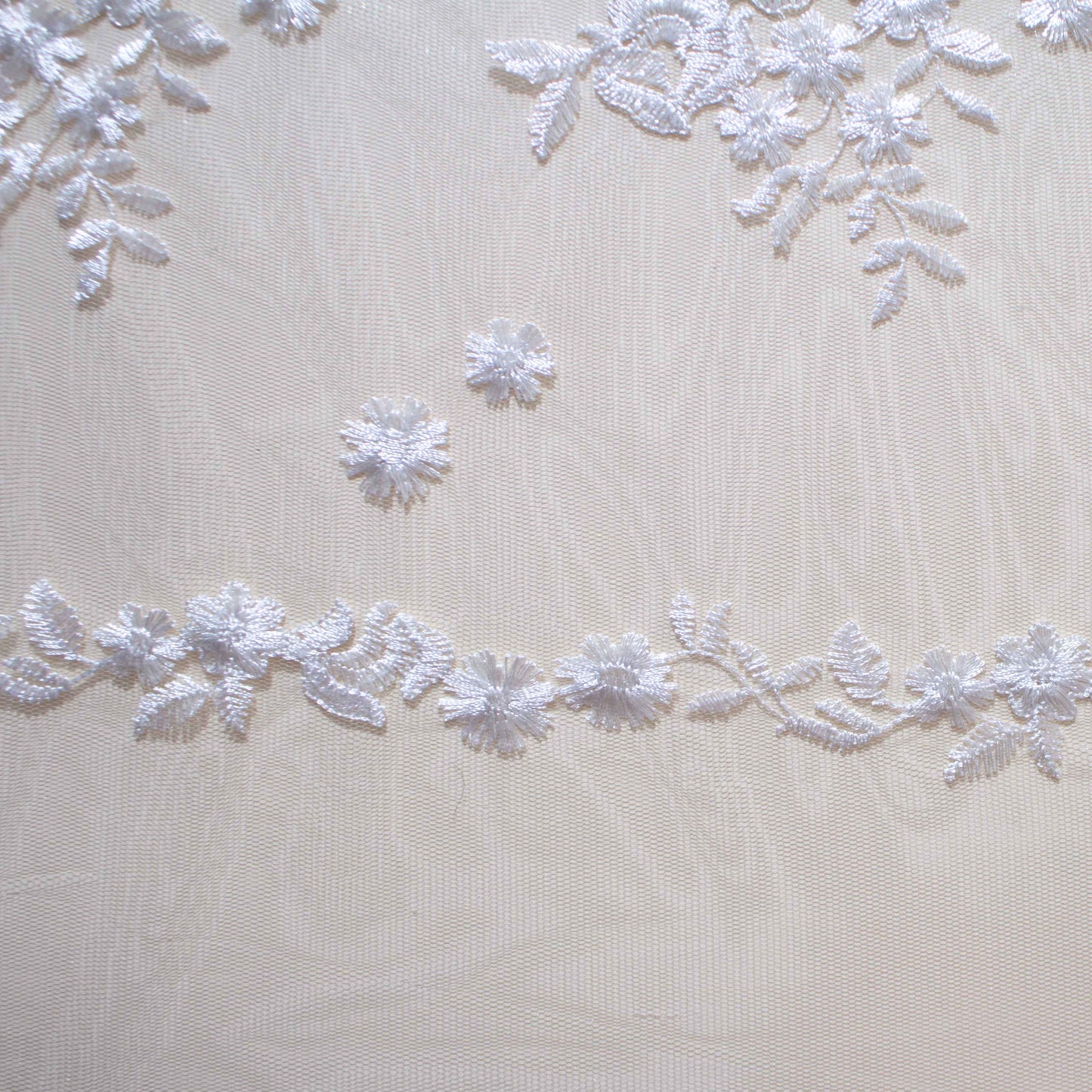 Brudspetstyg - Brud Bröllop Tyg Spets Tyll Sommar Blommor Vit 12