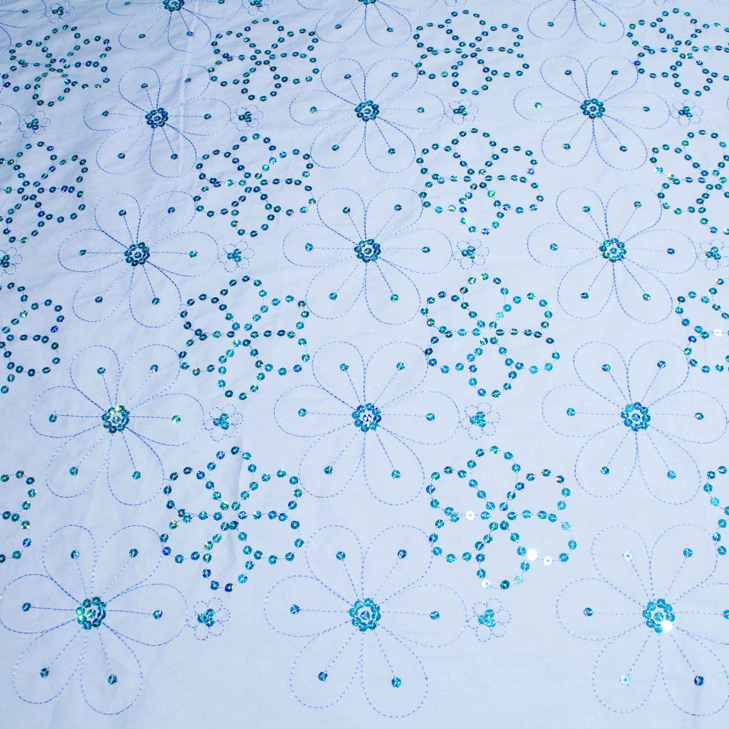 Paljettyg - Bomull Blå Blommigt 34