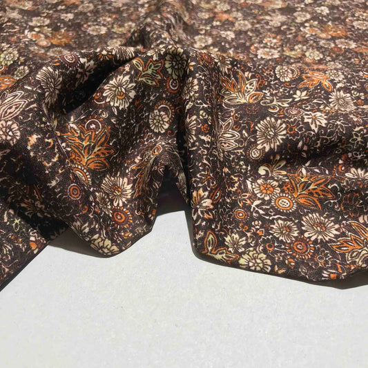 Mönstrade Modetyger - Väldigt Mjuk Brun Blommigt 25