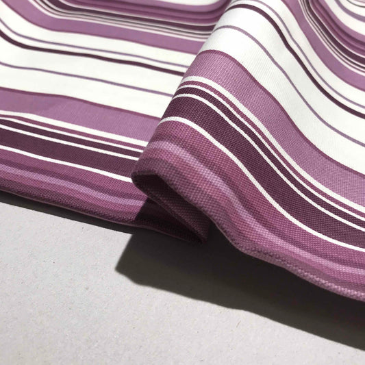 Grovt Bomullstyg - Canvas Tyg Bomull Markisväv Möbeltyg Retro Lila Vit Linjer Randigt 8