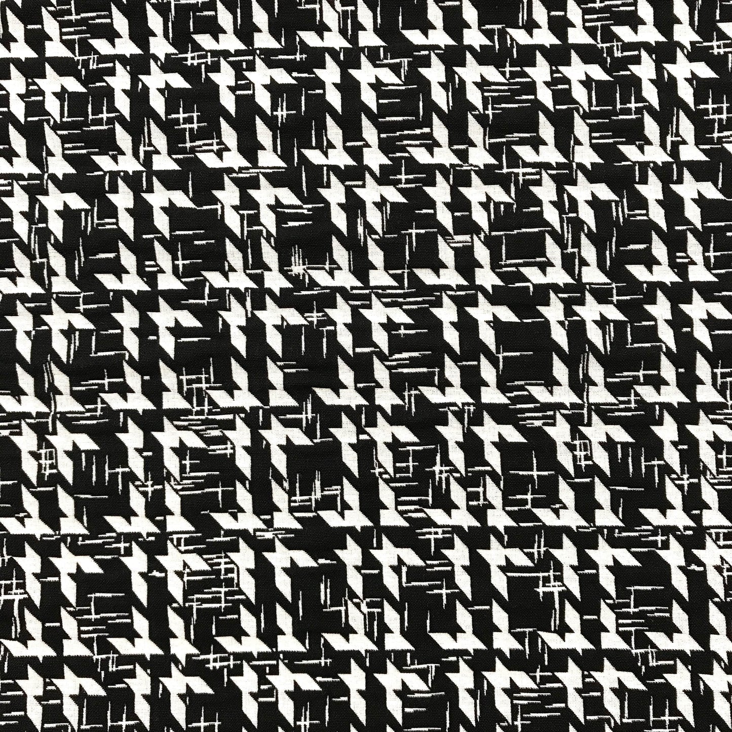 Stretchtyger - Bomull Tyg Polygon Mönstrad Svart Vit Stark Stretch Houndstooth 5