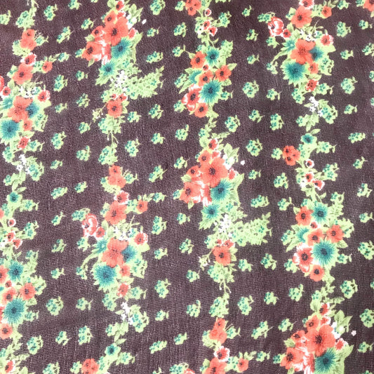 Mönstrat Chiffongtyg - Chiffong Blommigt Skimmer Brun Grön Ljusgrön Röd 15