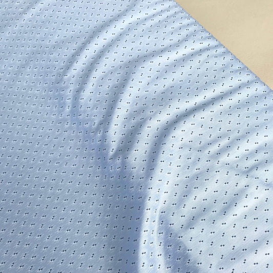Mönstrade Modetyger - Mode Tyg Viskos Svart Prickigt Ljusblå 24
