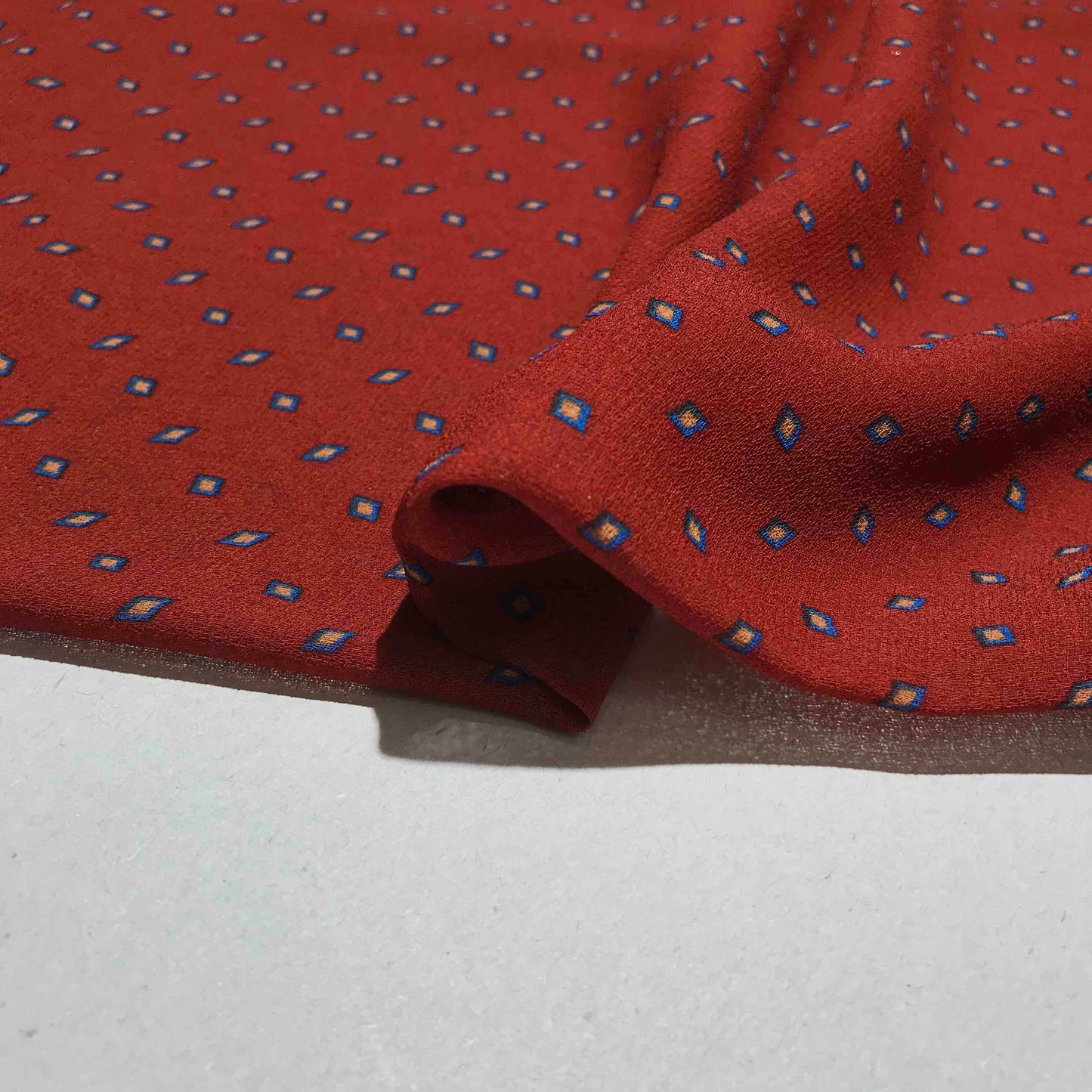 Mönstrade Chiffongtyger - Mode Tyg Chiffong Brun Marinblå Diamant 97