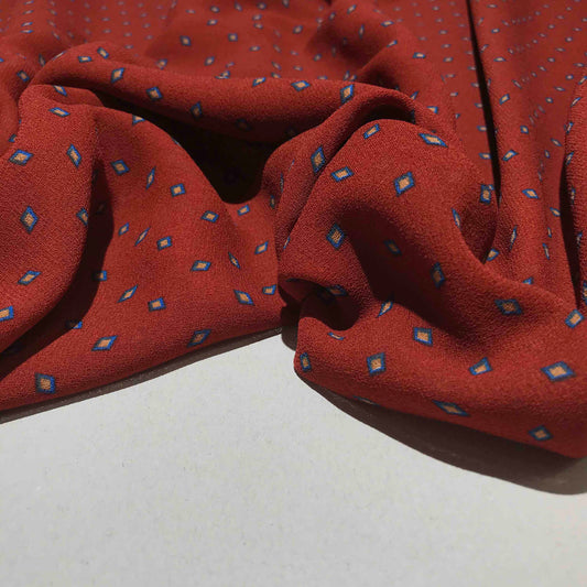 Mönstrade Chiffongtyger - Mode Tyg Chiffong Brun Marinblå Diamant 97