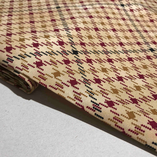 Mönstrade Viskostyger - Viskos Tyg Beige Vinröd Svart Diamant 98