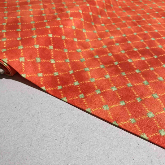Mönstrat Bomullstyg - Styv Orange Diamant 101