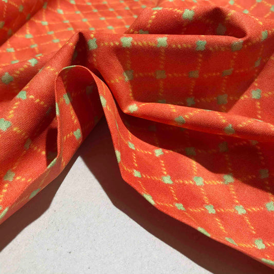 Mönstrat Bomullstyg - Mode Tyg Styv Orange Diamant 101