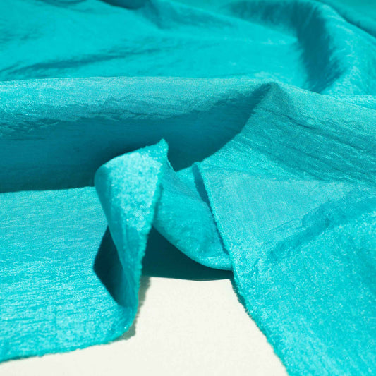 Mönstrade Modetyger - Mode Tyg Blå Grön Turkos Krinklat 139