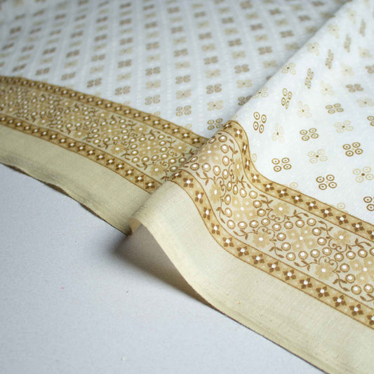 Mönstrade Modetyger - Mode Tyg Beige Benvit Prickigt 143