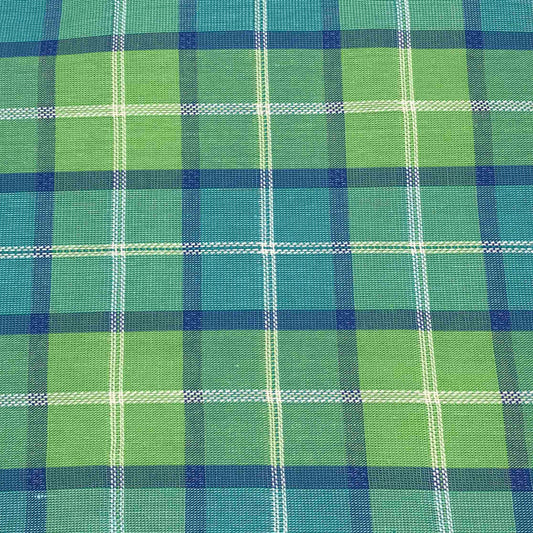 Mönstrat Bomullstyg - Blå Grön Rutigt 6