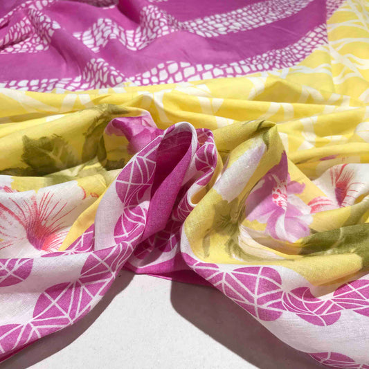 Mönstrade Modetyger - Bomull Rosa Gul Vit Blommigt 29