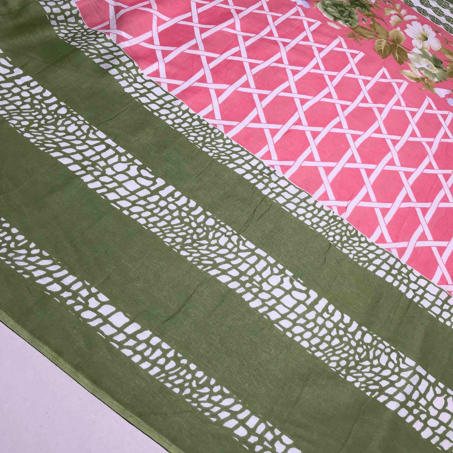 Mönstrade Modetyger - Bomull Aprikos Rosa Grön Vit Blommigt Geometrisk 31