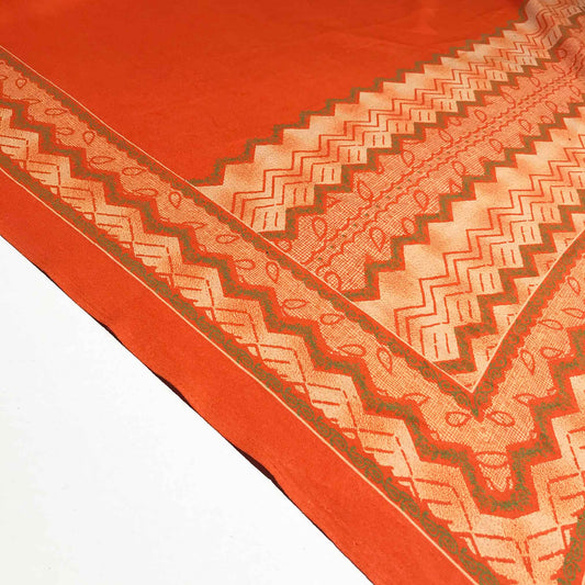 Mönstrade Modetyger - Orange Grön Beige Rapport 60