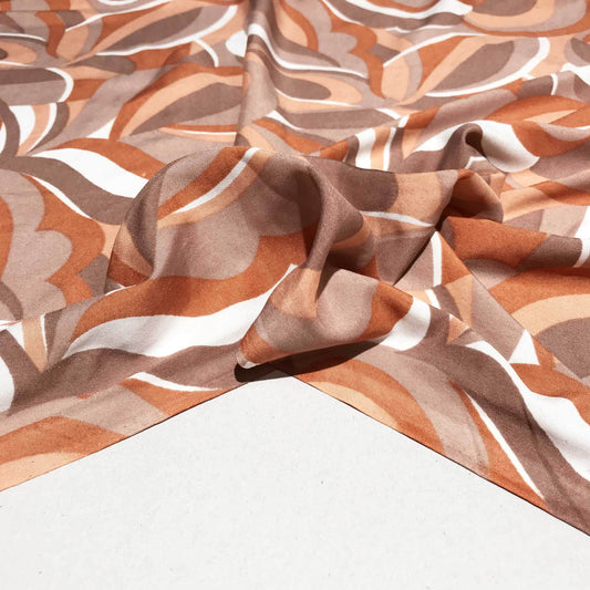 Mönstrade Modetyger - Crepe Tyg Retro Vit Brun Beige 62