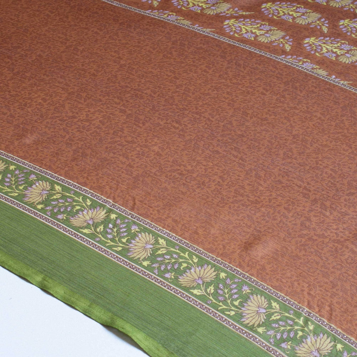 Mönstrade Chiffongtyger - Chiffong Brun Lila Grön Blommigt Grön Lila Border 97