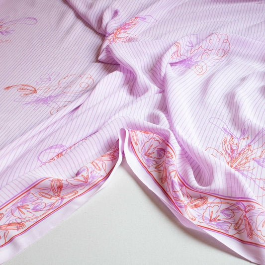 Mönstrade Chiffongtyger - Chiffong Lila Röd Blommigt Rapport 106