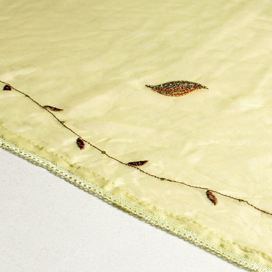 Mönstrade Chiffongtyger - Tyg Chiffong Paljett Grön Brun Blommigt Border Paljetter Rapport 138