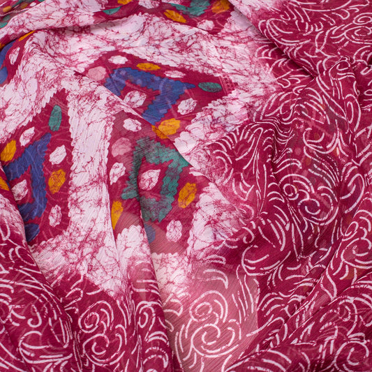 Mönstrade Chiffongtyger - Tyg Chiffong Röd Gul Grön Lila Rosa Paljetter Rapport 140