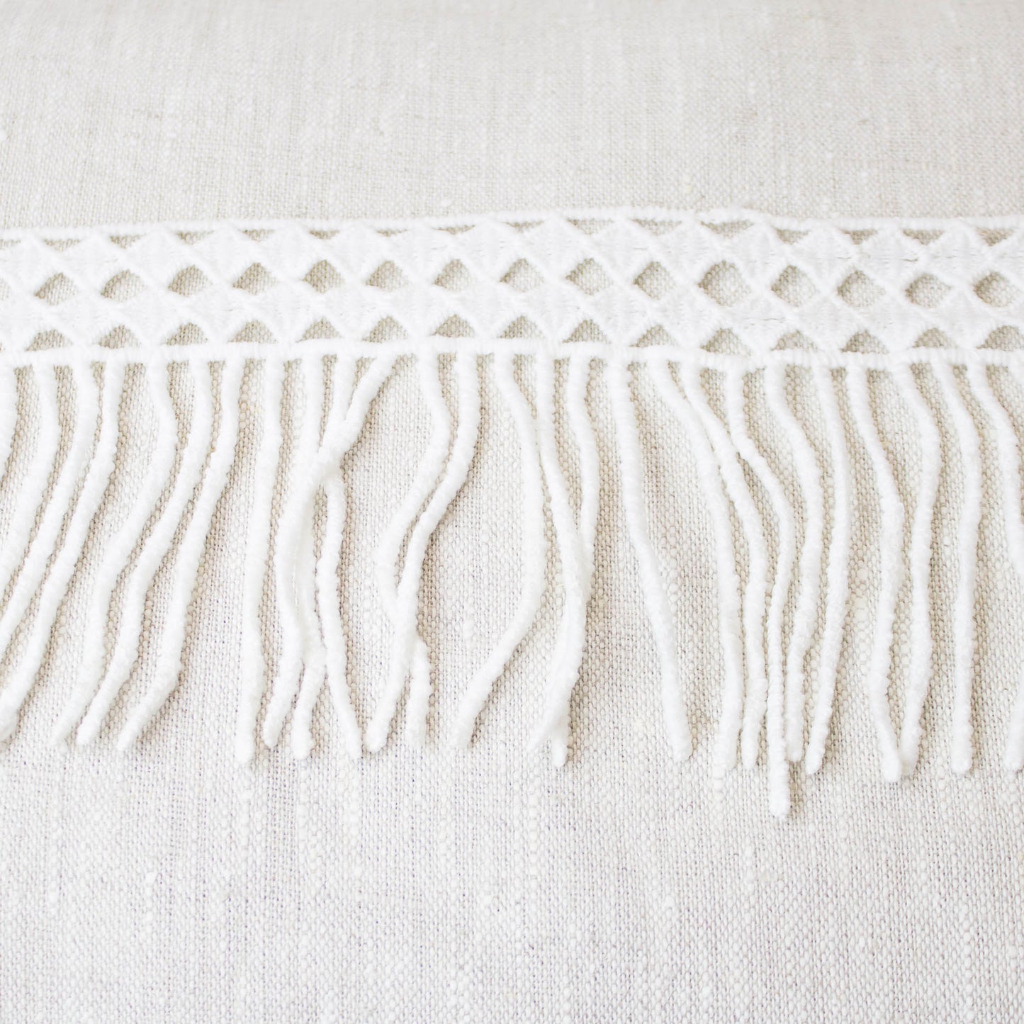 Broderade Spetsband - Band Brud Bröllop Knypplad Spets Vit Kvadrater Med Fransar 16