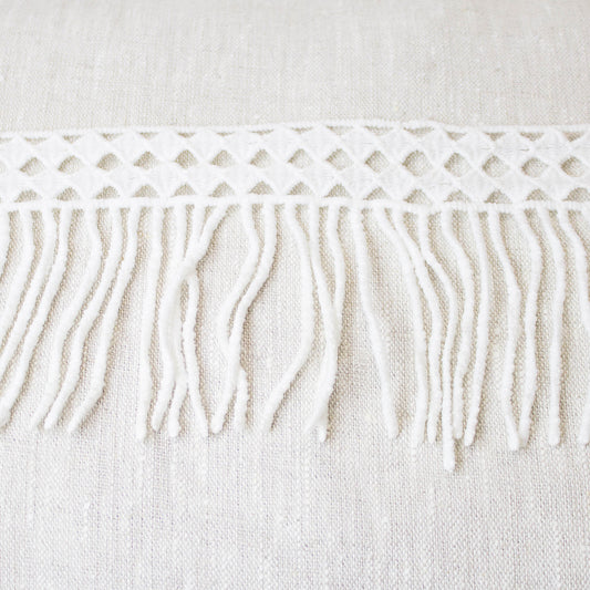 Broderade Spetsband - Band Brud Bröllop Knypplad Spets Vit Kvadrater Med Fransar 16