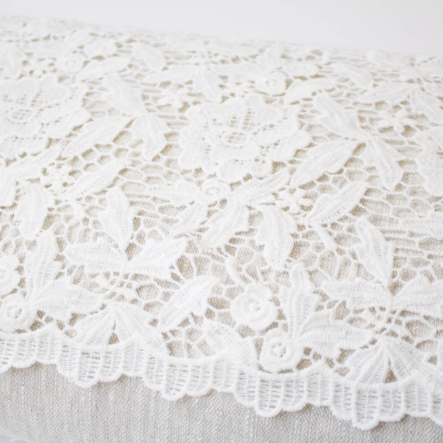 Broderade Spetsband - Tygband Band Brud Bröllop Knypplad Spets Benvit Ultrabred Stora & Små Blommor 17