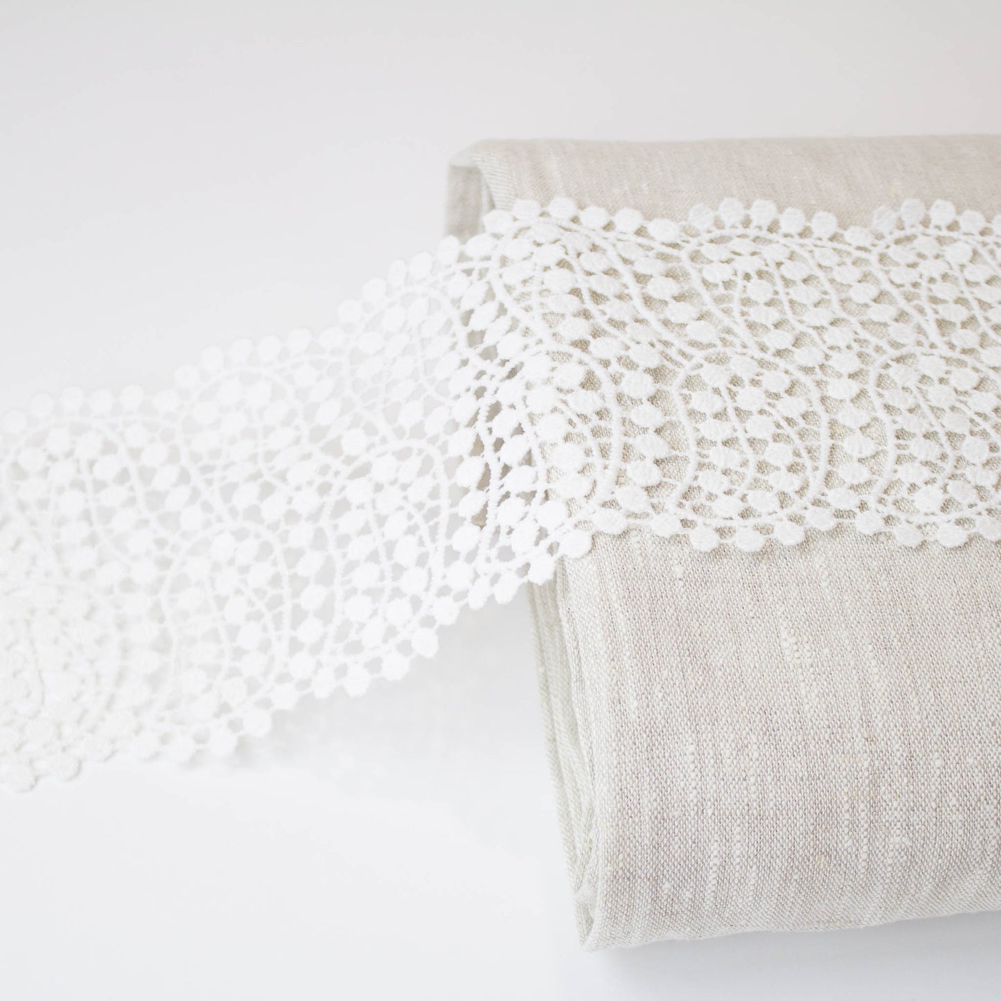 Broderade Spetsband - Brud Bröllop Knypplad Spets Vit Små Runda Brodyrer Med Paisley Mönster 20