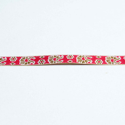 Band - Tygband Skimmer Guld Röd Vit 2cm 88