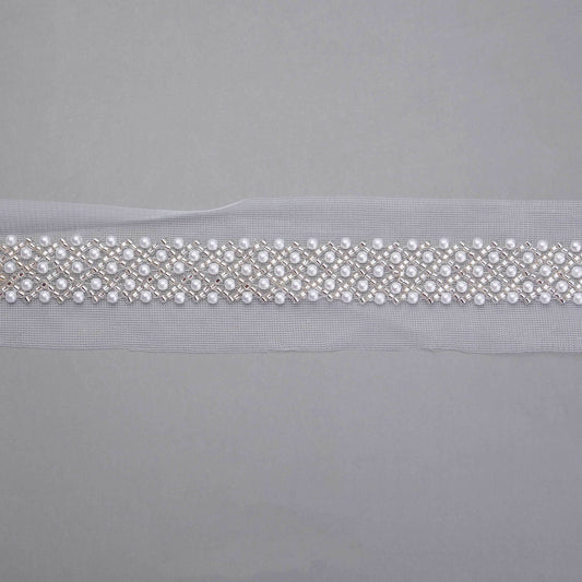 Pärlband - Ariel - Strass Vita Pärlor Vit 54