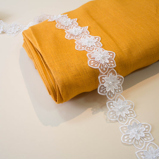 Brudspets Band - Brud Bröllop Stjärnblommor Vit 1