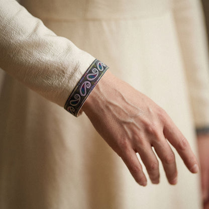 Band - Jacquardband Svart Silver Paisley Flerfärgat 9