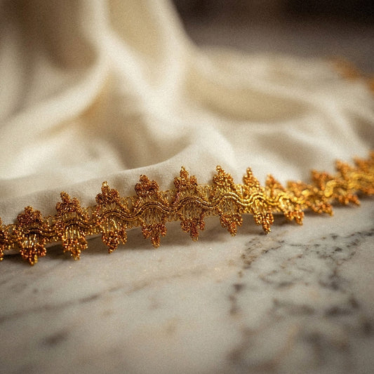 Band - Tygband Skimmer Guld Orange Röd 3,5cm 83
