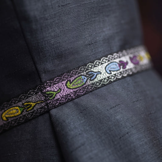 Band - Tygband Svart Silver Paisley Lila Blå Grön Gul 12