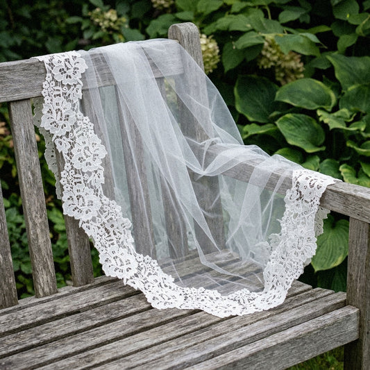 Broderade Spetsband - Band Tygband Brud Bröllop Knypplad Spets Vit Stora Blommor 500