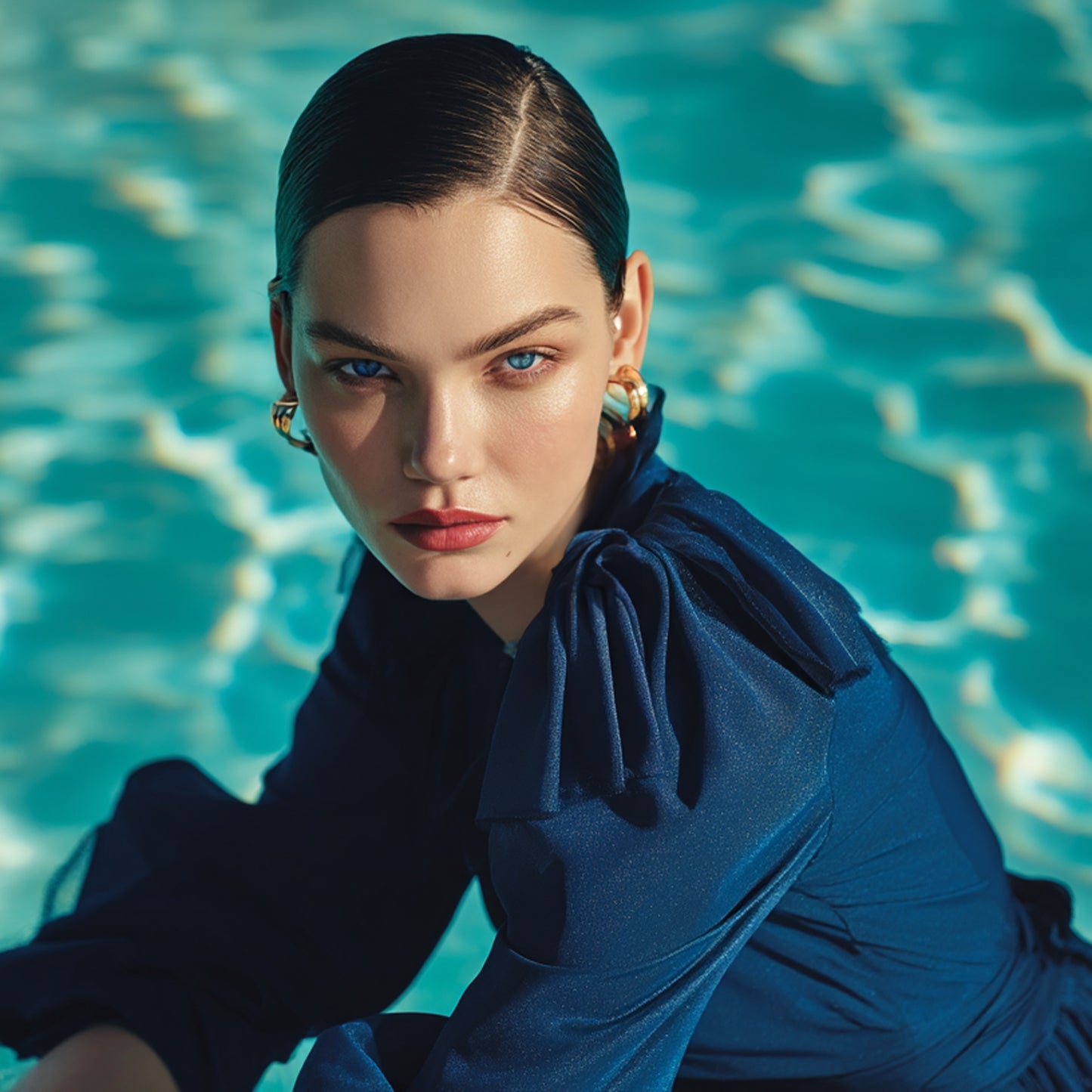 Enfärgat Tyg - Blå Marinblå 10