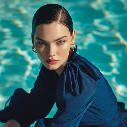 Enfärgat Tyg - Blå Marinblå 10