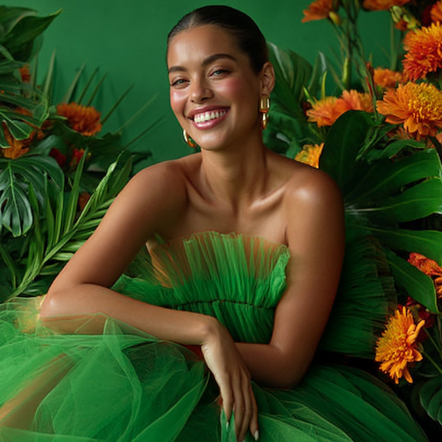 Hårt Tylltyg  - Tyll Camille Hård Forest Green Grön 6