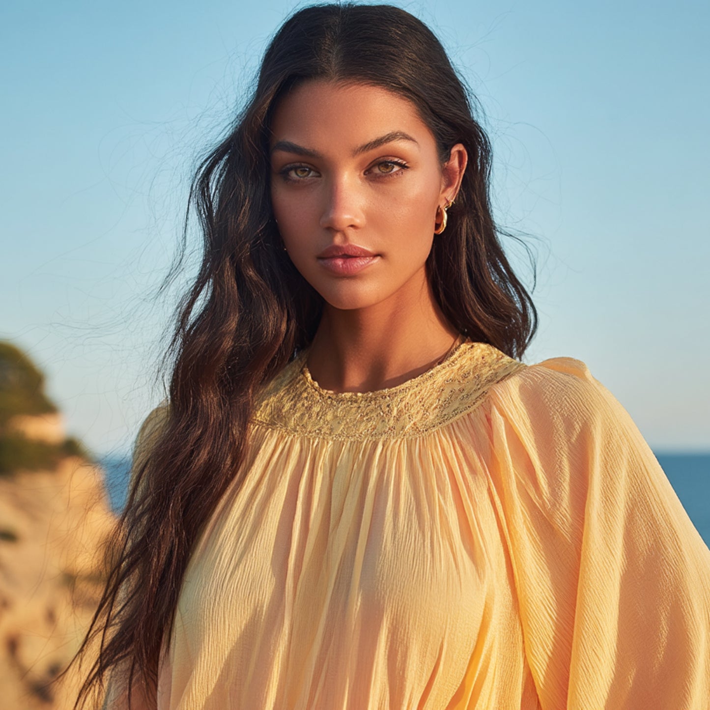 Krinklat Chiffongtyg - Tyg Chiffong Aprikos 3