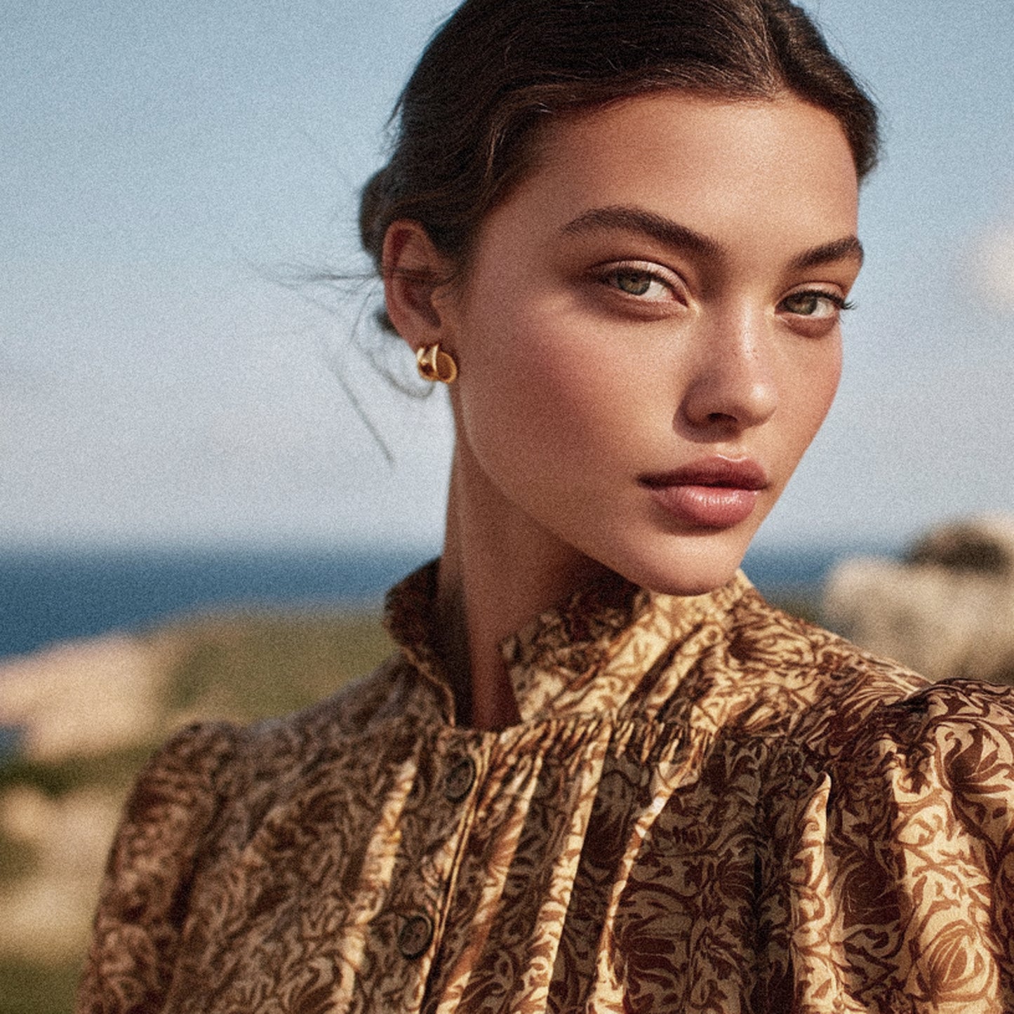 Mönstrade Modetyger - Mode Tyg Brun Blommigt 91