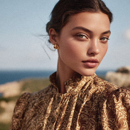 Mönstrade Modetyger - Mode Tyg Brun Blommigt 91