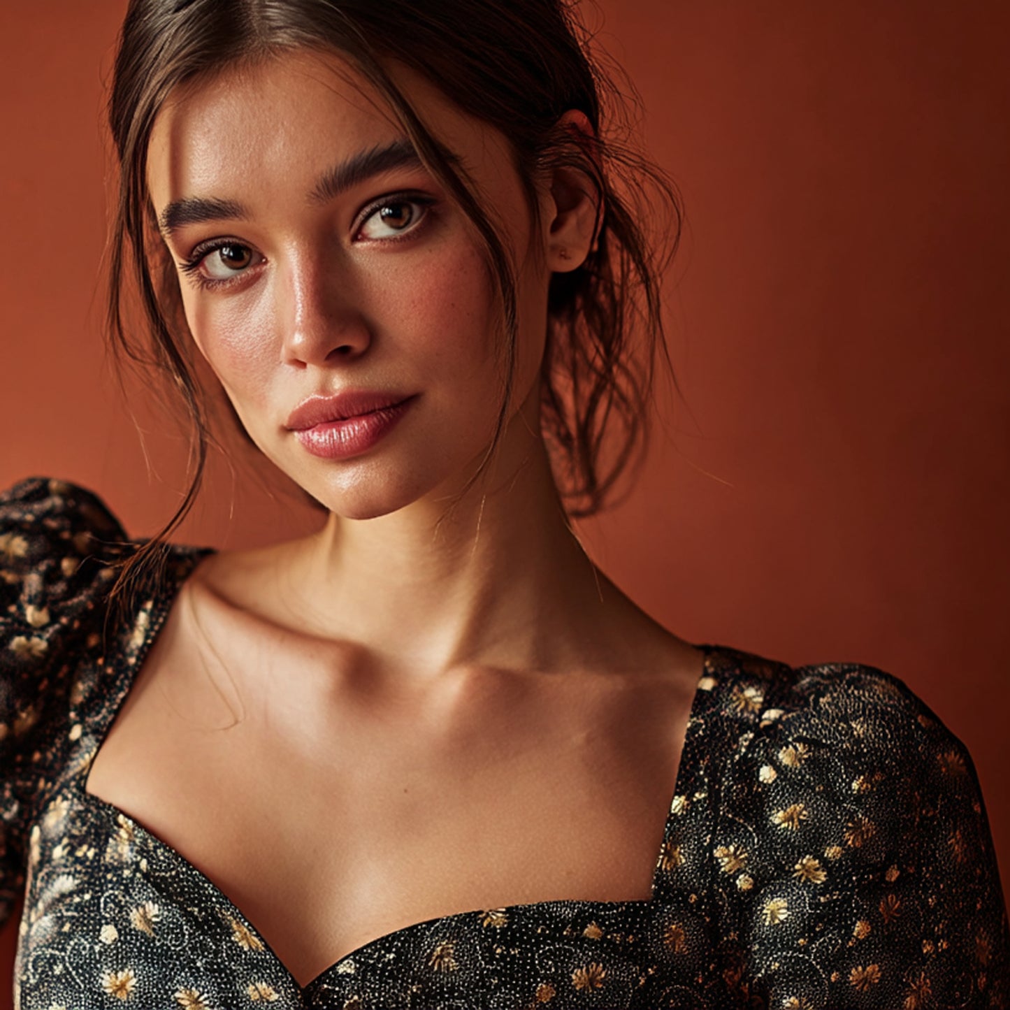 Mönstrade Modetyger - Väldigt Mjuk Svart Brun Beige Blad 30