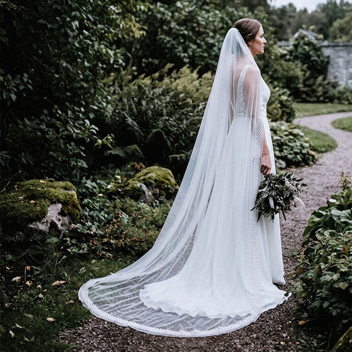 Pärlband - Ariel -  Strass Vita Pärlor Vit 54