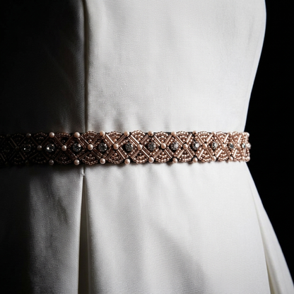Pärlband - Monaco - Brons Koppar Pärlor Strass Kristall 45