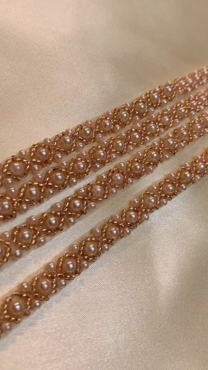 Pärlband - Nora - Rose Pärlor Strass 47