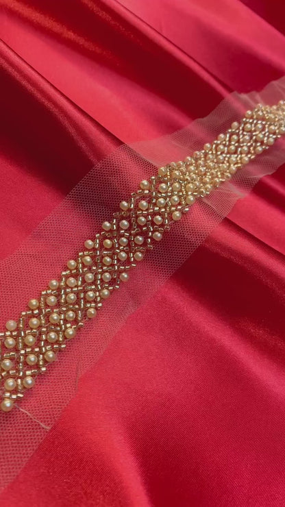 Pärlband - Ariel -  Strass Pärlor Guld 53